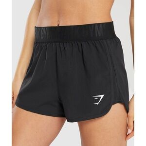Gymshark Women Medium Black Training Shorts Elastic Waist Logo Active Athletic